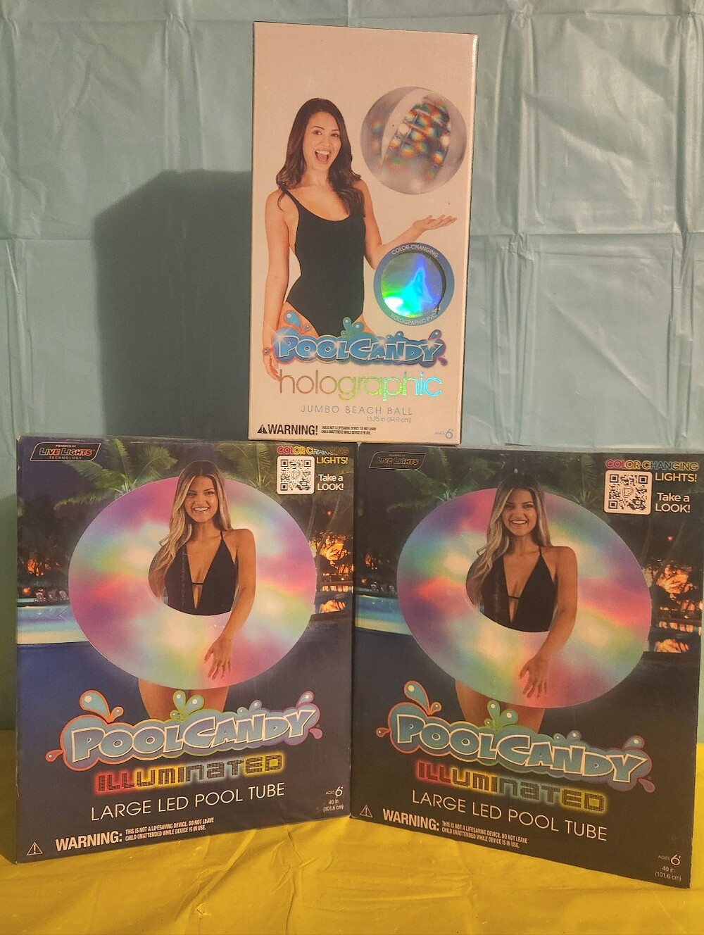 Pool Candy, Summer, Beach,  Illuminated LED Large Pool Tube & Beach Ball